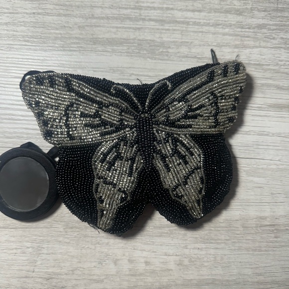 Neiman Marcus Black and Silver Beaded Butterfly Bag 👑 - Picture 2 of 4